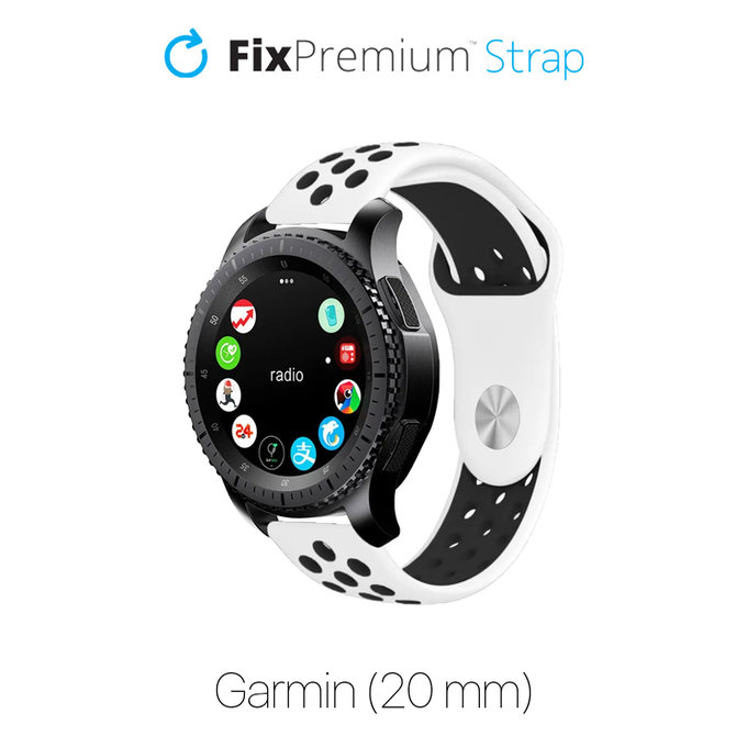 Спортна силиконова каишка за Garmin (20mm), Бял, White, FixPremium