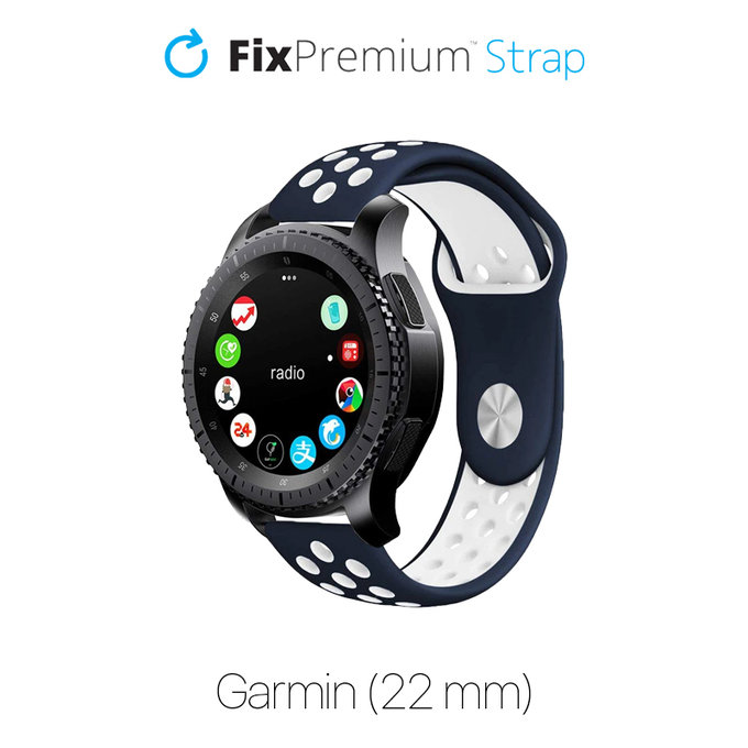 Спортна силиконова каишка за Garmin (22mm), Синьо, Blue, FixPremium