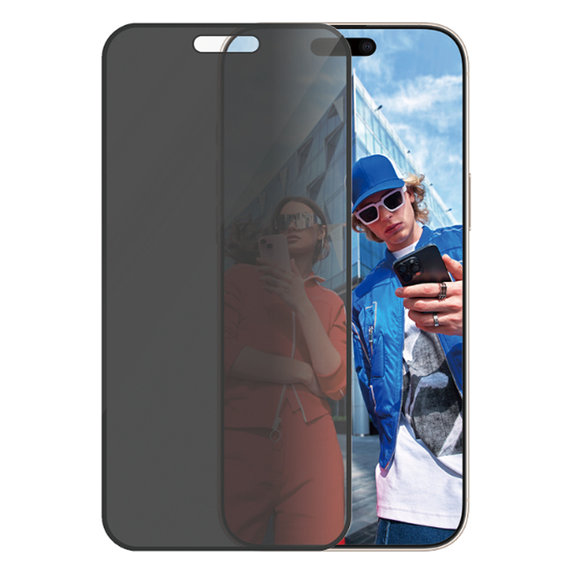 Закалено стъкло UWF Privacy с апликатор за iPhone 16 Pro Max, Черно, Black, PanzerGlass