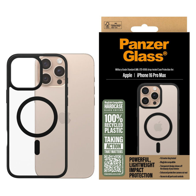 Калъф HardCase с MagSafe за iPhone 16 Pro Max, Черно, PanzerGlass