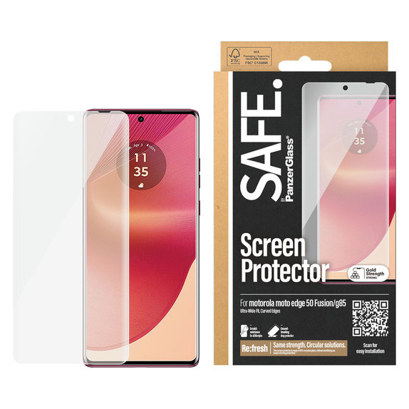 Закалено стъкло UWF за Motorola Moto G85 5G/Edge 50 Fusion, Черно, SAFE by PanzerGlass