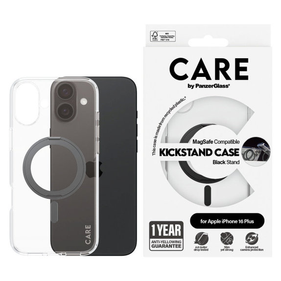 Калъф Kickstand с MagSafe за iPhone 16 Plus, Черно, CARE