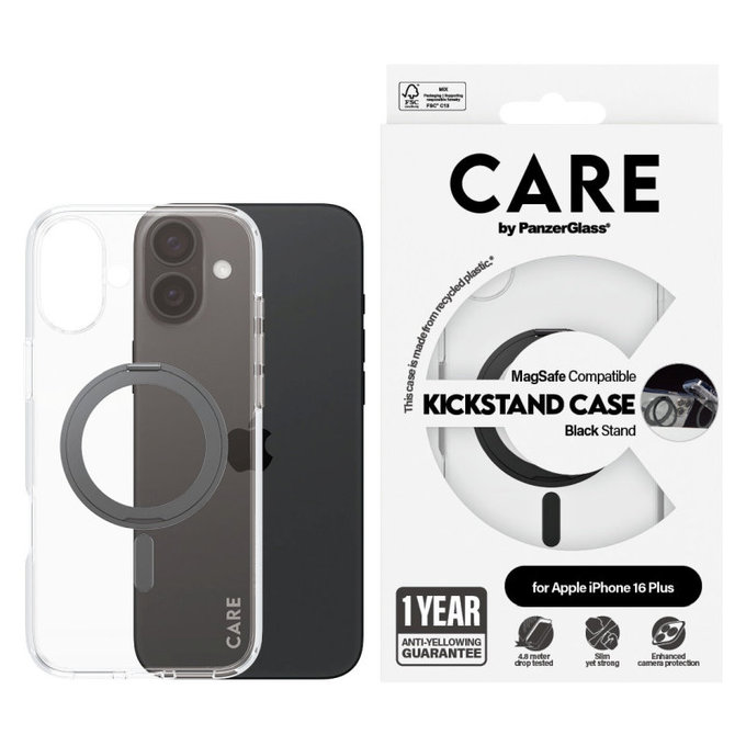 Калъф Kickstand с MagSafe за iPhone 16 Plus, Черно, CARE