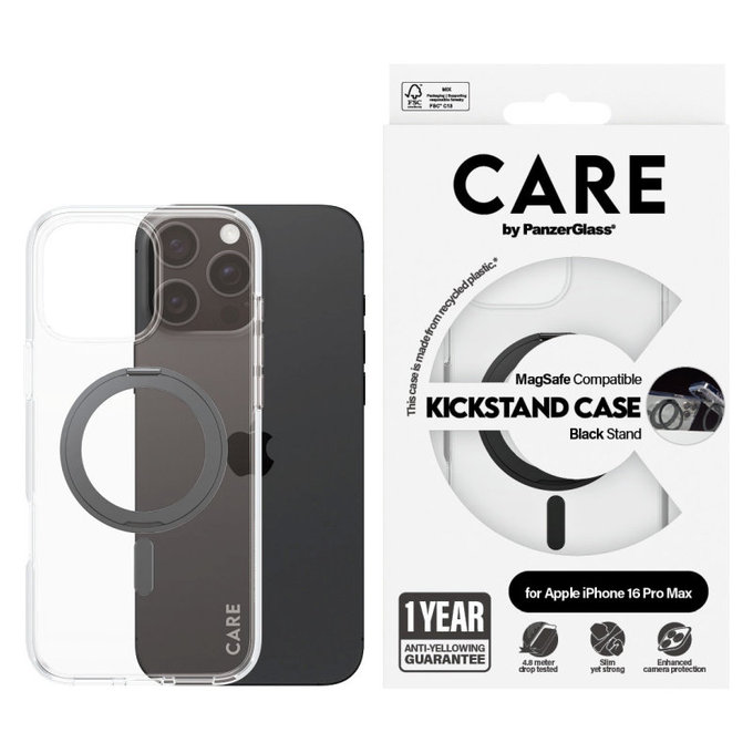 Калъф Kickstand с MagSafe за iPhone 16 Pro Max, Черно, CARE