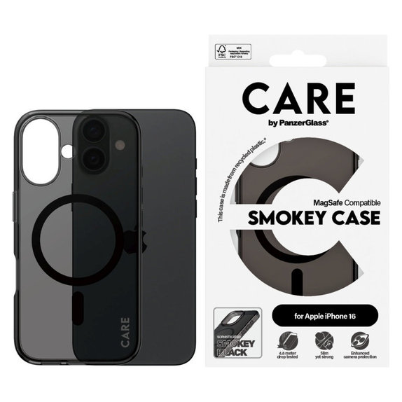 Калъф Smokey с MagSafe за iPhone 16, Черно, CARE