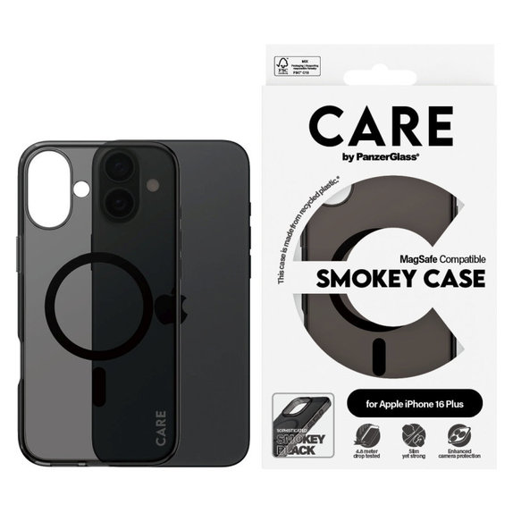 Калъф Smokey с MagSafe за iPhone 16 Plus, Черно, CARE