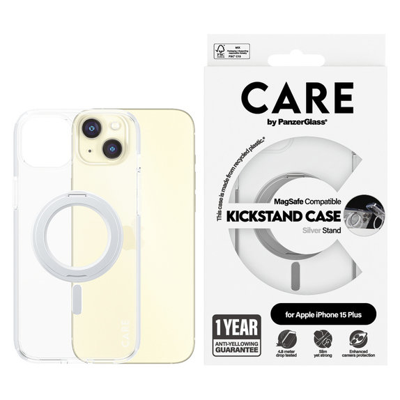 Калъф Kickstand с MagSAFE by PanzerGlass за iPhone 15 Pro Max, Сребристо, PanzerGlass