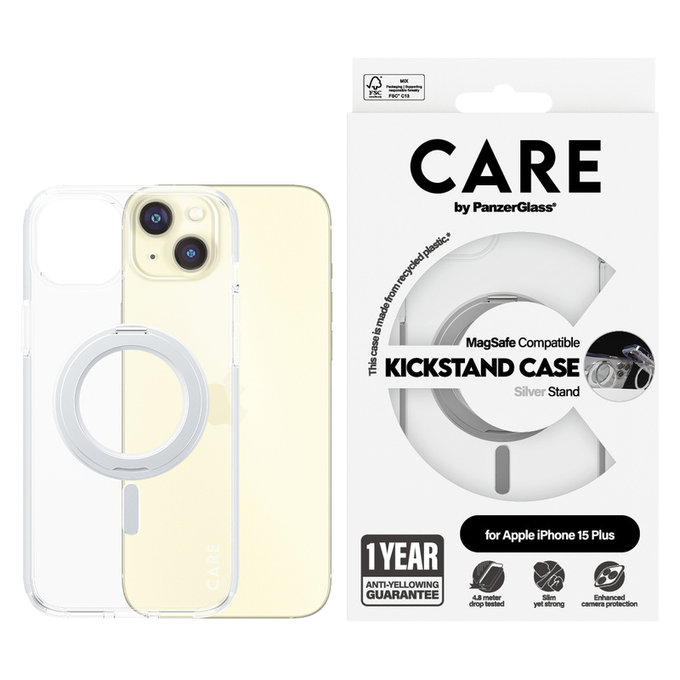 Калъф Kickstand с MagSAFE by PanzerGlass за iPhone 15 Pro Max, Сребристо, PanzerGlass