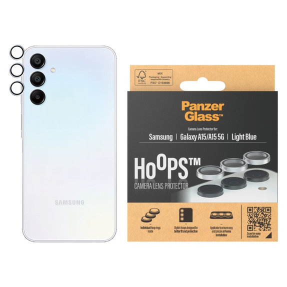 Протектор за обектив на камера Hoops за Samsung A15/A15 5G, Светлосиньо, PanzerGlass