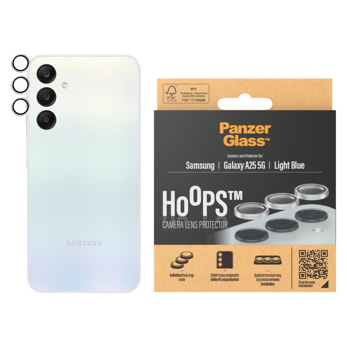 Протектор за обектив на камера Hoops за Samsung A25 5G, Светлосиньо, PanzerGlass