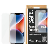 Закалено стъкло Case Friendly за iPhone 16e/14/13 Pro/13, Черно, SAFE