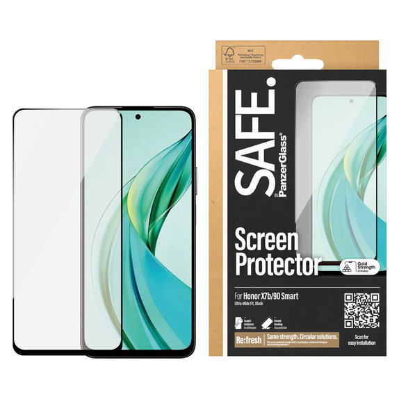 Закалено стъкло UWF за Honor 90 Smart, Čierne, SAFE by PanzerGlass