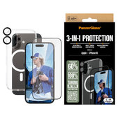 Bundle 3 в 1 Hoops + UWF закалено стъкло + Hard Case за iPhone 16, PanzerGlass