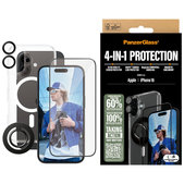 Bundle Hoops + Закалено стъкло UWF + Hard Case + Magnetic Ring Mount за iPhone 16, PanzerGlass