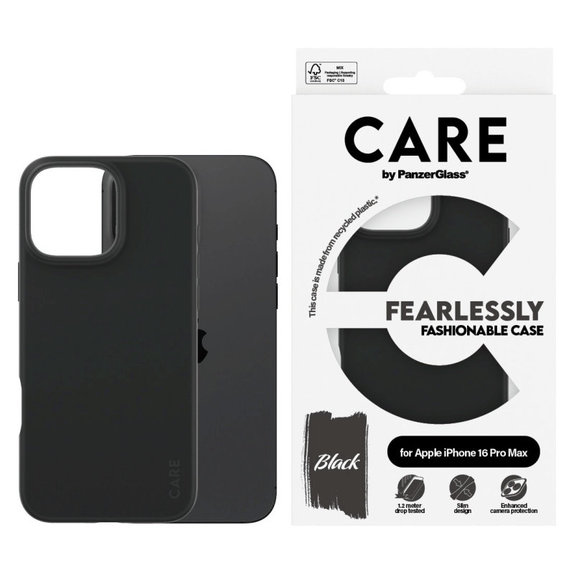 Калъф Fearlessly за iPhone 16 Pro Max, Черно, CARE