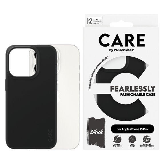 Калъф Fearlessly за iPhone 15 Pro, Черно, PanzerGlass
