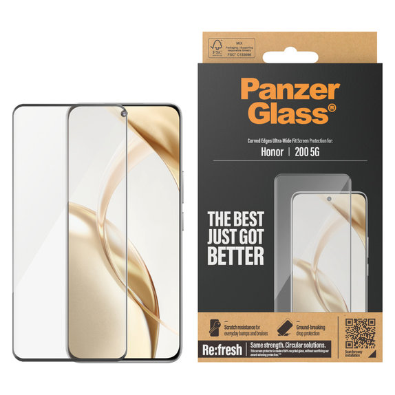 Закалено стъкло Re:Fresh UWF за Honor 200, Черно, PanzerGlass