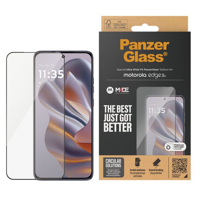 Закалено стъкло UWF за Motorola Edge 50 Neo, Черно, PanzerGlass