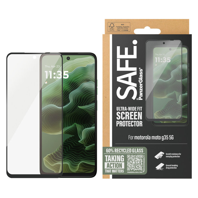 Закалено стъкло за Motorola Moto G35, Черно, SAFE by PanzerGlass