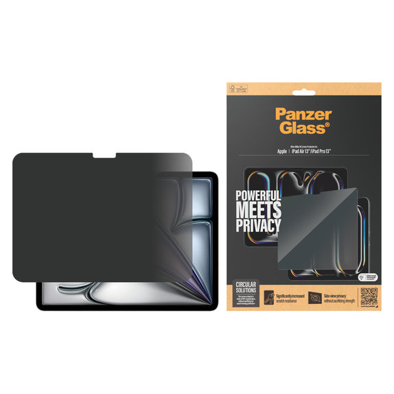 Закалено стъкло UWF Privacy за iPad Pro 13"/Air 13'', Прозрачно, PanzerGlass
