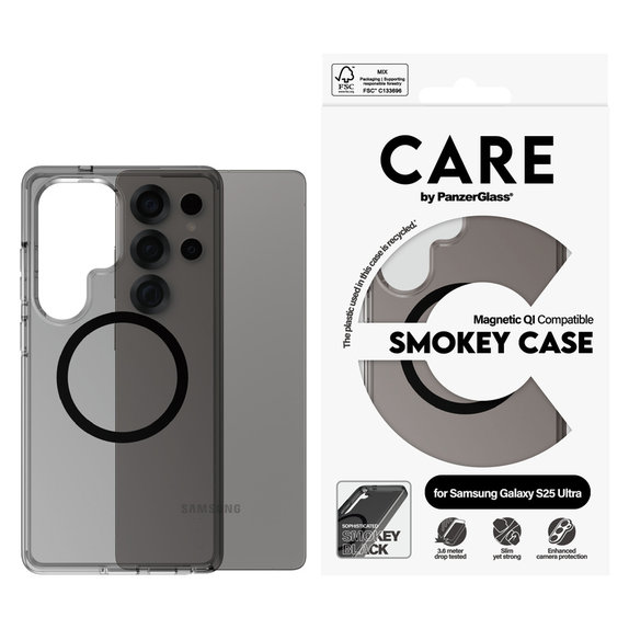 Калъф Smokey с черно QI за Samsung Galaxy S25 Ultra, Черно, PanzerGlass