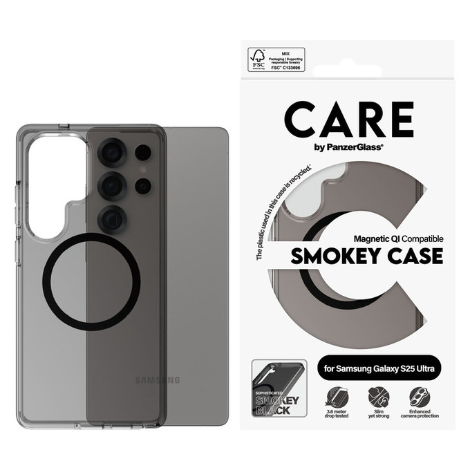 Калъф Smokey с черно QI за Samsung Galaxy S25 Ultra, Черно, PanzerGlass