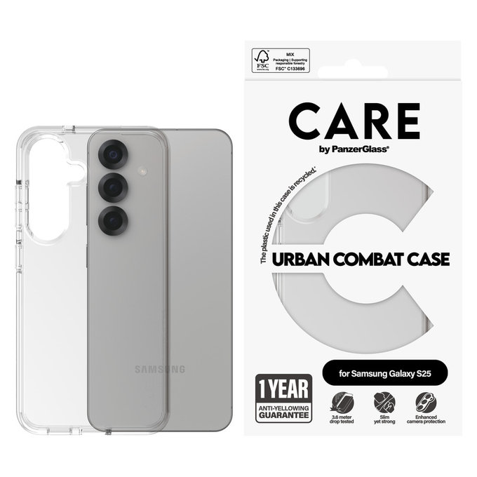 Калъф Urban Combat за Samsung Galaxy S25, Прозрачно, PanzerGlass