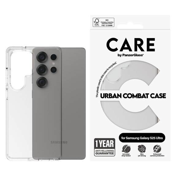 Калъф Urban Combat за Samsung Galaxy S25 Ultra, Прозрачно, PanzerGlass