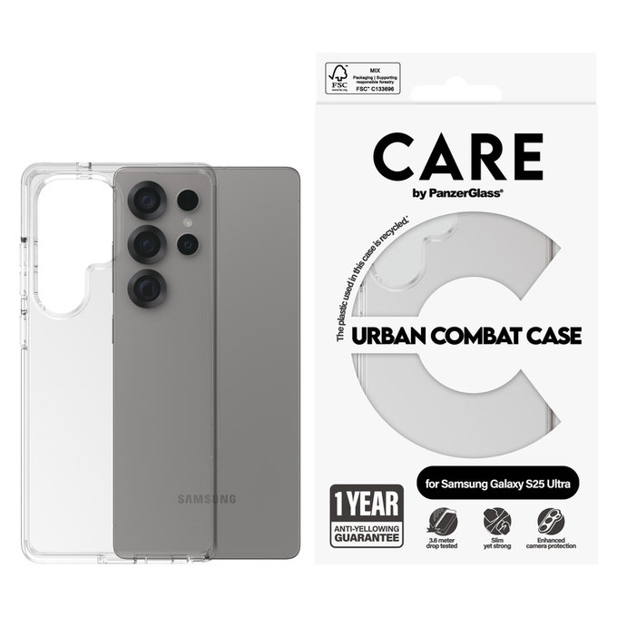 Калъф Urban Combat за Samsung Galaxy S25 Ultra, Прозрачно, PanzerGlass