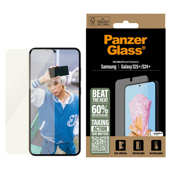 Закалено стъкло UWF All-in-One с апликатор за Samsung Galaxy S25+, Прозрачно, PanzerGlass