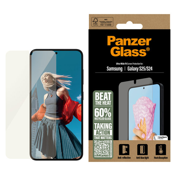 Закалено стъкло UWF All-in-One с апликатор за Samsung Galaxy S25, Прозрачно, PanzerGlass