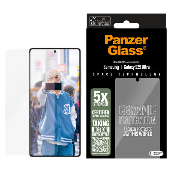 Закалено стъкло UWF Ceramic с апликатор за Samsung Galaxy S25 Ultra, Прозрачно, PanzerGlass