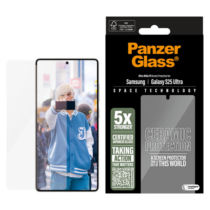 Закалено стъкло UWF Ceramic с апликатор за Samsung Galaxy S25 Ultra, Прозрачно, PanzerGlass