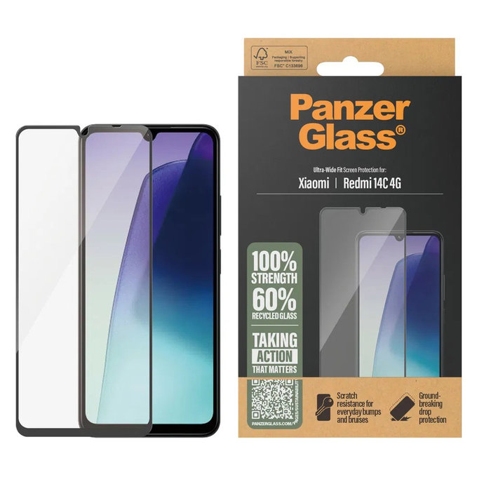 Закалено стъкло UWF за Xiaomi Redmi 14C 4G, Прозрачно, PanzerGlass