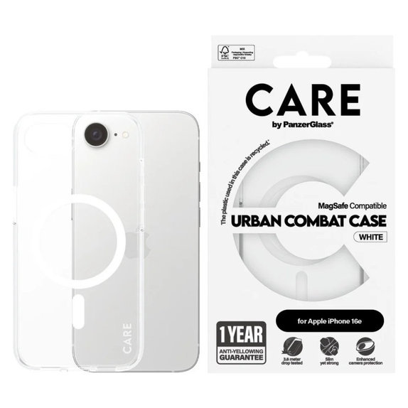 Калъф Urban Combat с MagSafe за iPhone 17e/16e, Бяло, CARE