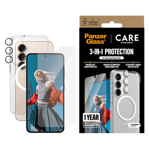 Bundle 3 в 1 за Samsung Galaxy S25, PanzerGlass