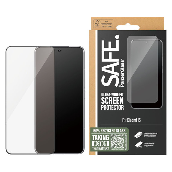 Закалено стъкло UWF за Xiaomi 15, Черно, SAFE by PanzerGlass