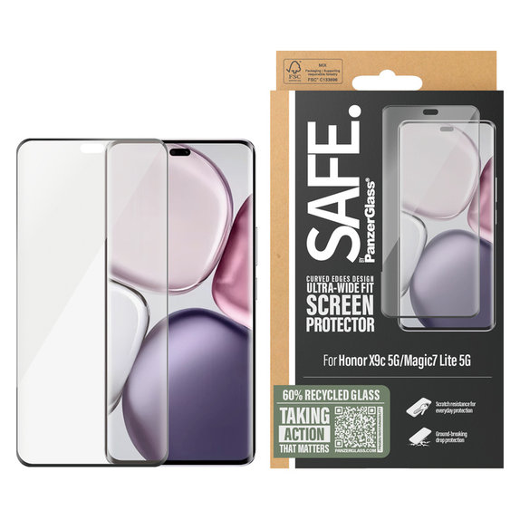Закалено стъкло UWF за Honor X9c 5G/Magic7 Lite 5G, Черно, SAFE by PanzerGlass