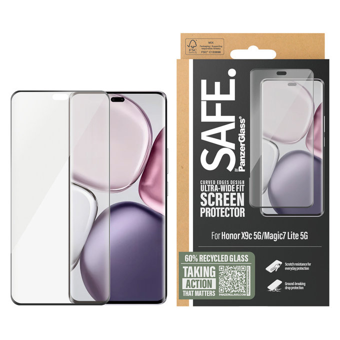 Закалено стъкло UWF за Honor X9c 5G/Magic7 Lite 5G, Черно, SAFE by PanzerGlass