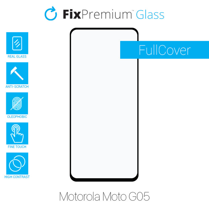 Закалено стъкло за Motorola Moto G05, FullCover Glass, FixPremium