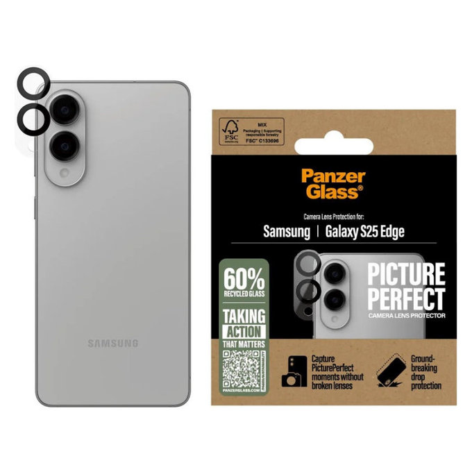 Протектор за обектив на камера PicturePerfect за Samsung S25 Edge, Черно, PanzerGlass