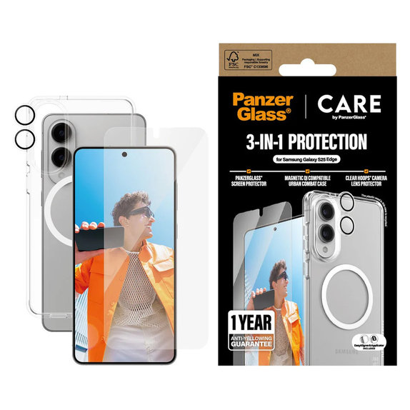 Bundle 3 в 1 за Samsung Galaxy S25 Edge, PanzerGlass