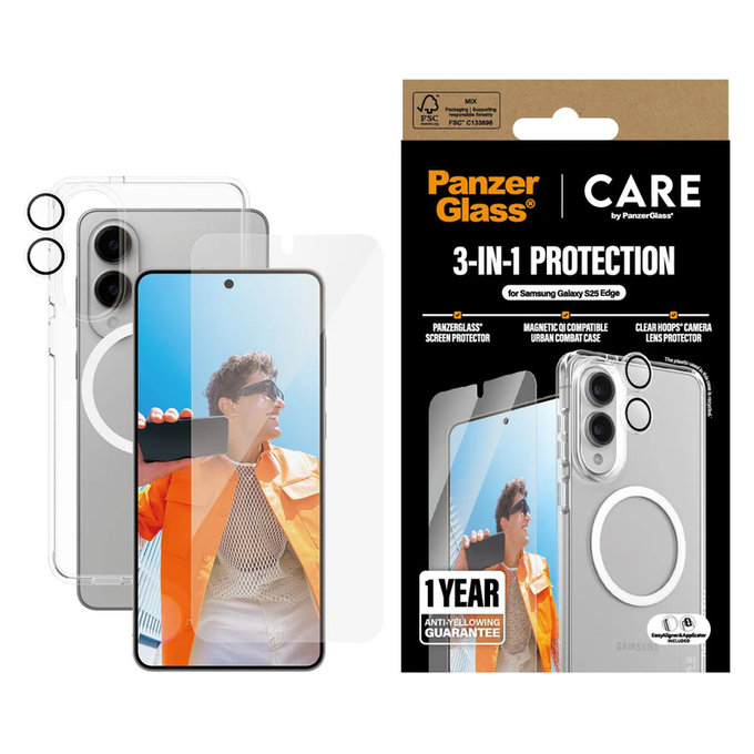 Bundle 3 в 1 за Samsung Galaxy S25 Edge, PanzerGlass