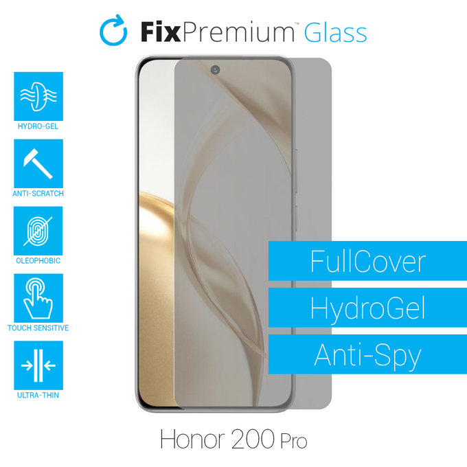 Протектор за екран за Honor 200 Pro, Хидрогел Anti-Spy, FixPremium