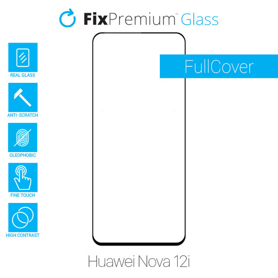 Закалено стъкло за Huawei Nova 12i, FullCover Glass, FixPremium