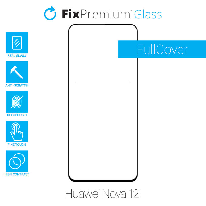 Закалено стъкло за Huawei Nova 12i, FullCover Glass, FixPremium