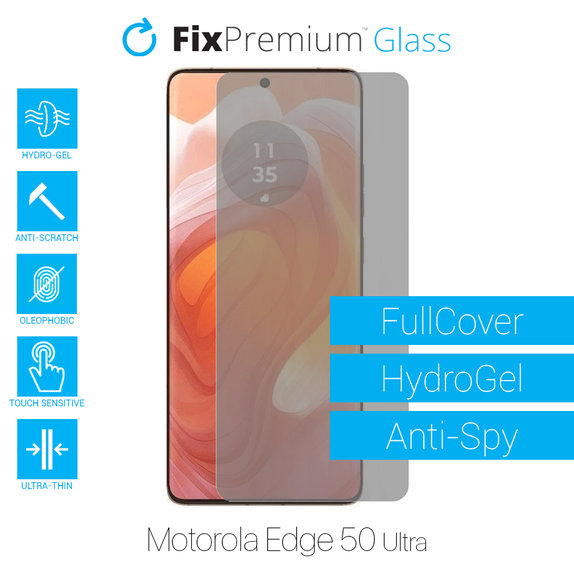 Протектор за екран за Motorola Edge 50 Ultra, Хидрогел Anti-Spy, FixPremium