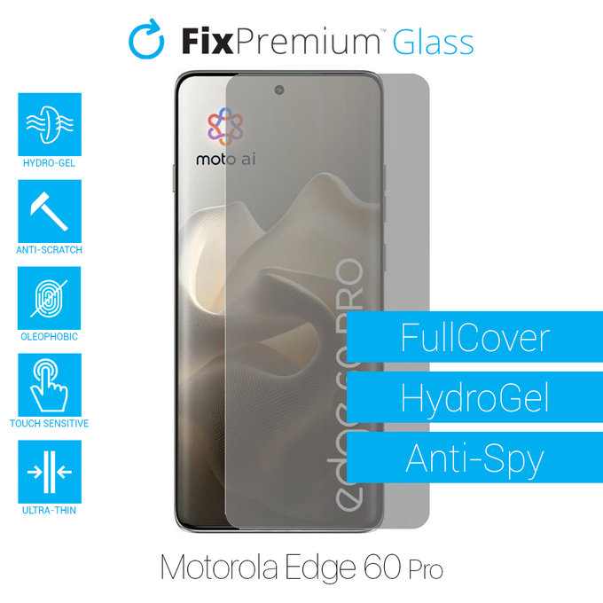Протектор за екран за Motorola Edge 60 Pro, Хидрогел Anti-Spy, FixPremium