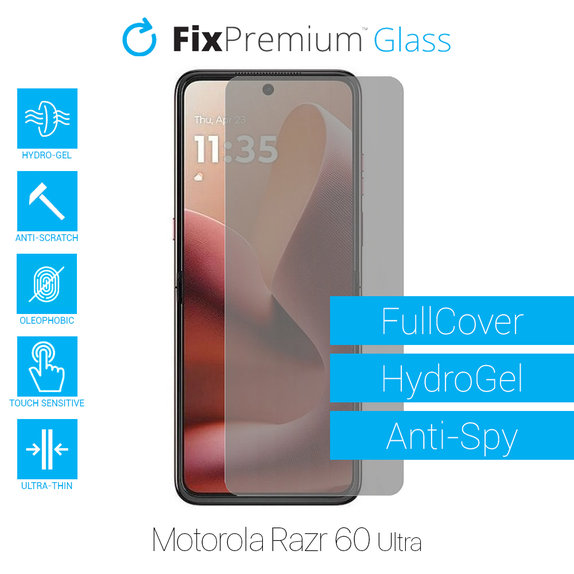 Протектор за екран за Motorola Razr 60 Ultra, Хидрогел Anti-Spy, FixPremium