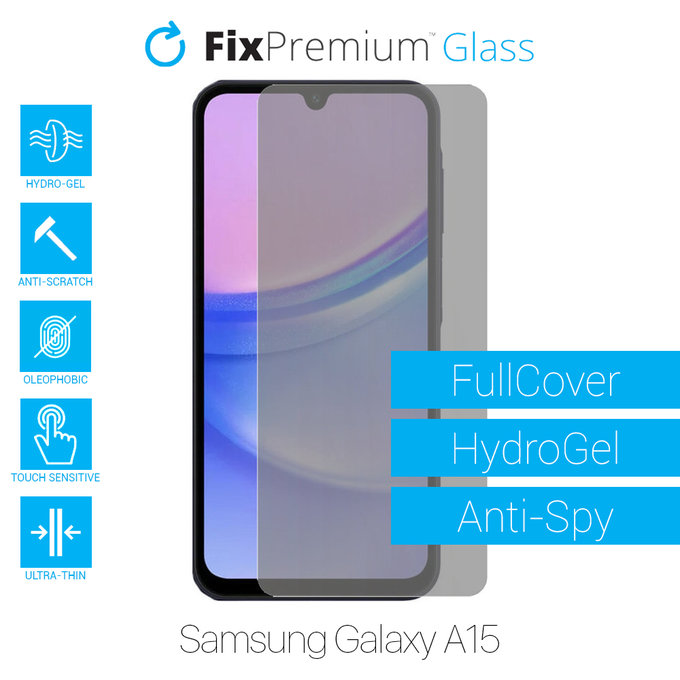Протектор за екран за Samsung Galaxy A15, Хидрогел Anti-Spy, FixPremium